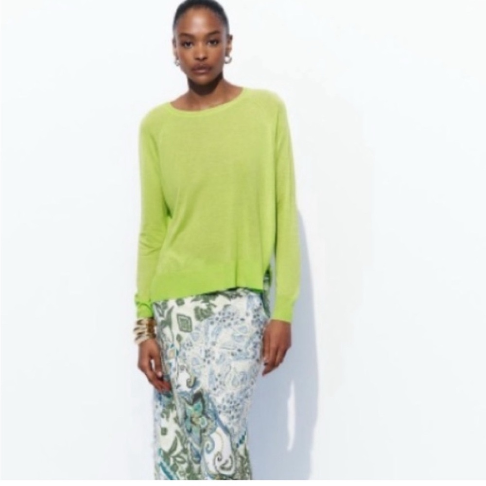 Zara loose knit citron yellow summer sweater
